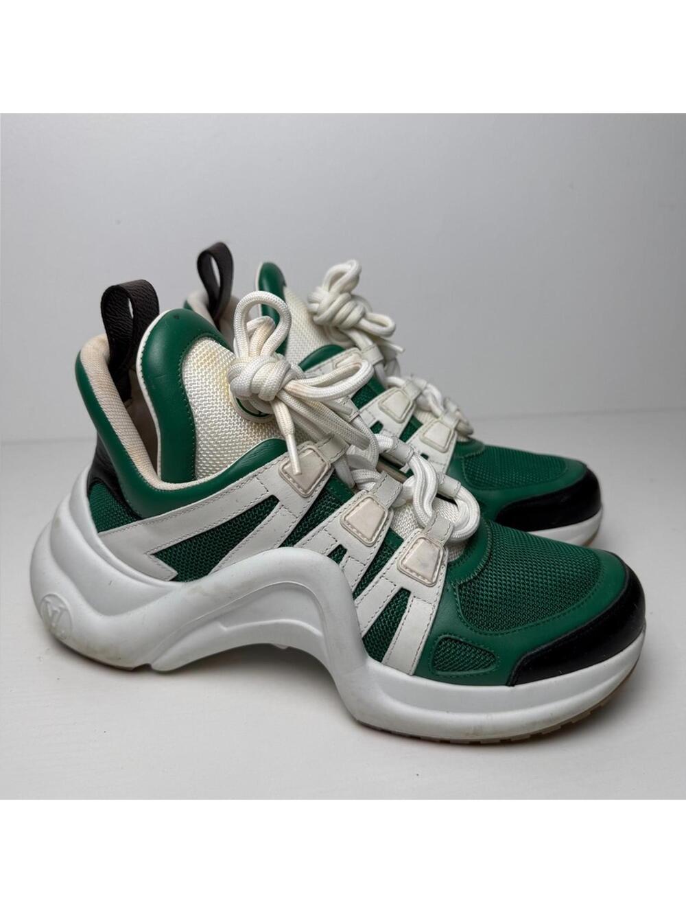 Louis Vuitton LV Archlight Sneaker Green White Monogram Women's SZ 37 / US 7